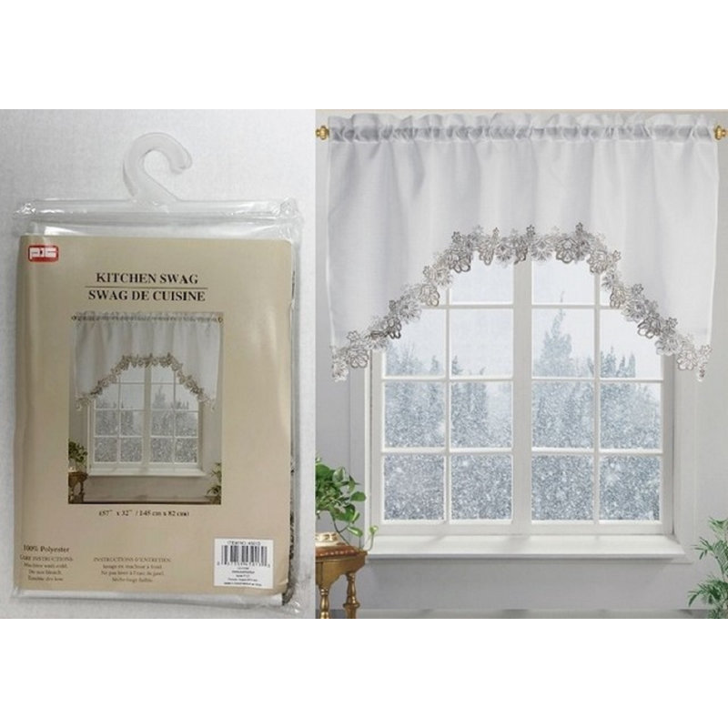 Cantonnière Swag 57 ", Blanc/brun