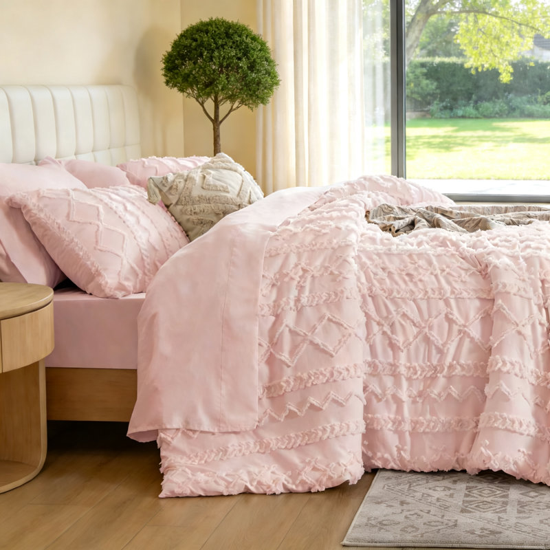 Ensemble de lit Queen Boho Bed in a Bag 7 pièces rose