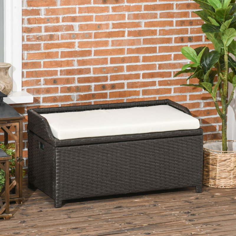Banc de rangement en osier pour l'extérieur Outsunny