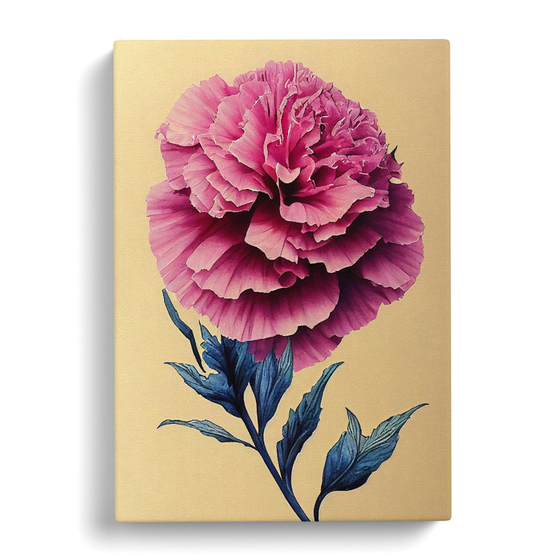 Watercolour Carnation Flower - Wrapped Canvas, 76cm H x 50cm W x 3cm D