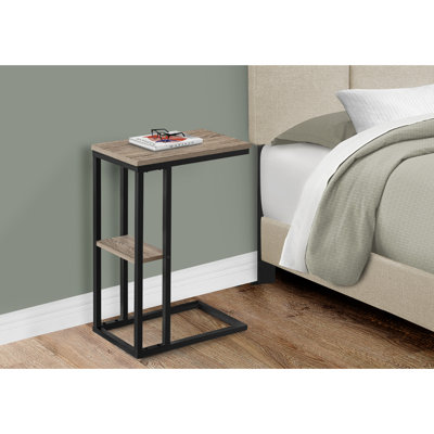 Table d'appoint avec plateau taupe foncé et base en métal, pour le salon de la chambre à coucher, la chambre à coucher à l'extrémité stable, stratifié, structure, fabrication