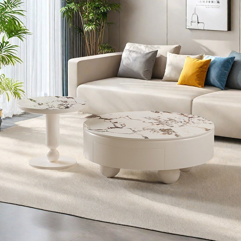 Table basse ronde crème