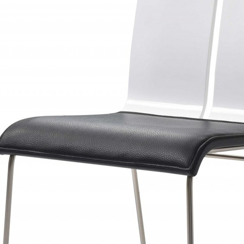 Ajus Upholstered Faux Leather Parsons Chairs, Black, White