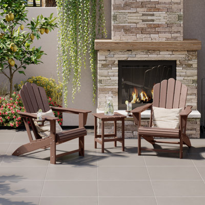 Ensemble 3 pièces de chaise Adirondack résistant aux rayons UV Lucus et table d'appoint