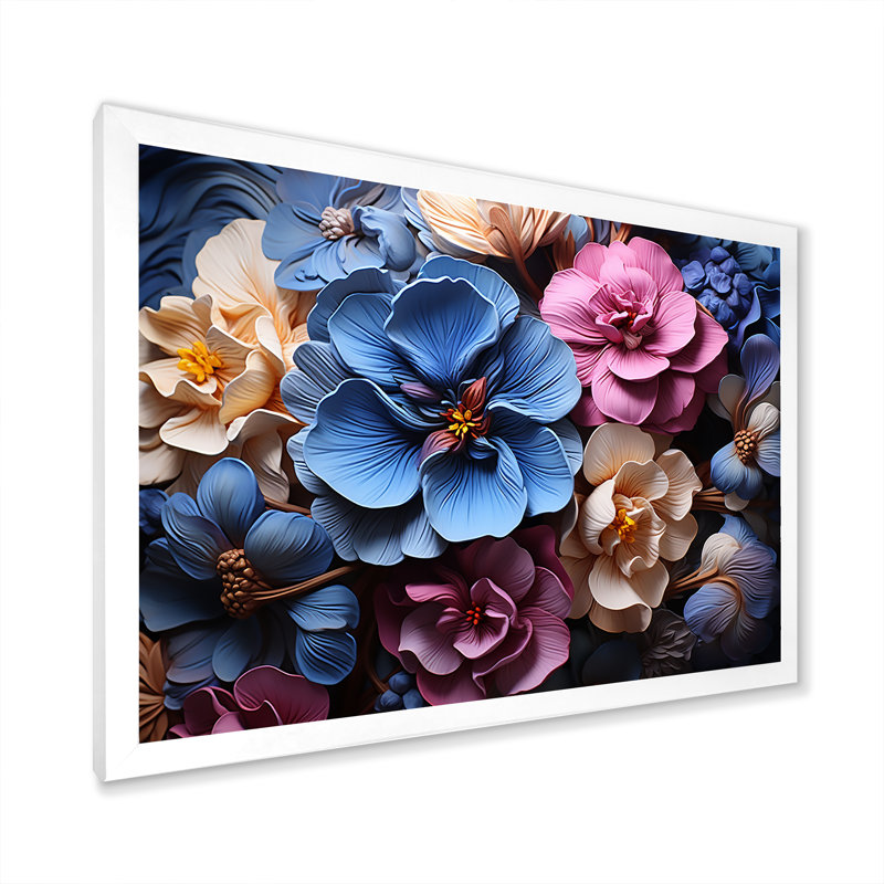 Nocturnal Pansy Elegance, H 30 po x l 40 po x P 1,5 po, Cadre photo blanc