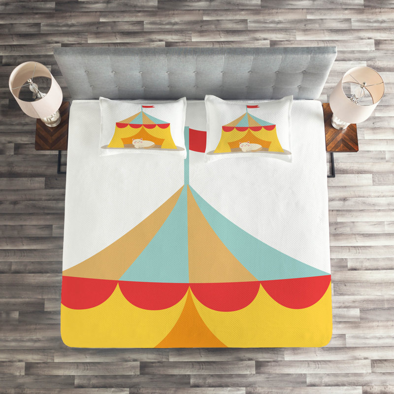 Circus Coverlet, King Bedspread + 2 Shams