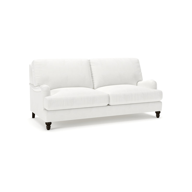 Canapé rembourré Walters, Blanc sergé décoloré classique