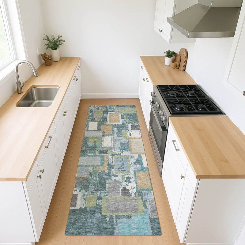 Machine Washable Indoor/Outdoor Boruta ACN2246 Geometric Rug, Runner 2'3" x 7'6"
