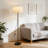 Modern Minimalist Black Floor Lamp With Linen Drum Shade, E26 Warm Bulb Included, Standing Lamp For Living Room Bedroom