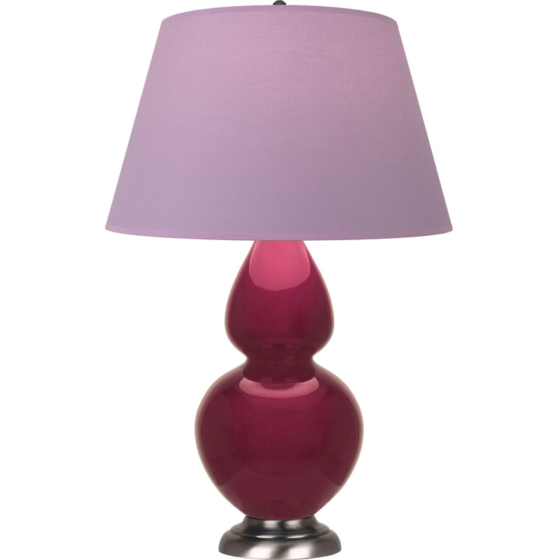 Lampe de table double gourde en céramique, Lavande / prune, Argent argent, Sucre prune glacé