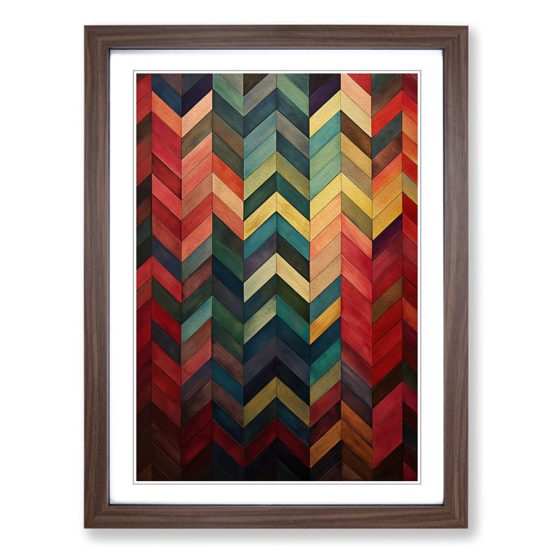 Chevrons Victorian No.2 - Single Picture Frame Print on Wood, 64cm H x 46cm W x 2cm D, Walnut Framed