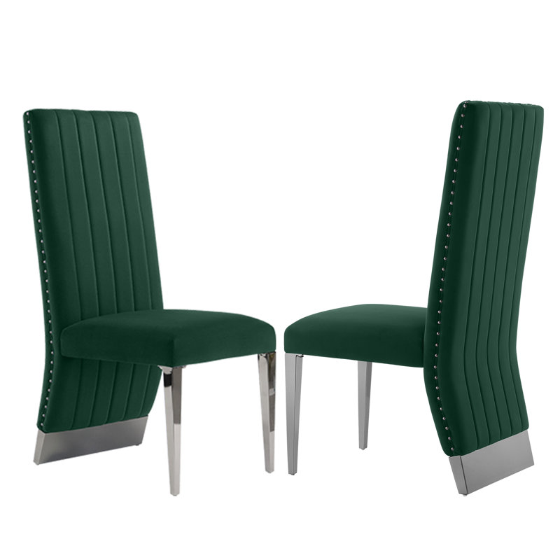 Chaises de salle à manger modernes en velours vert moderne