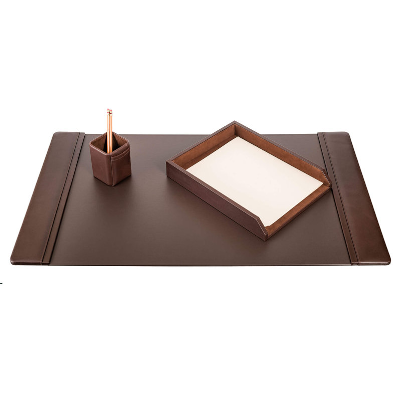 Wycombe Leather Desk Organizer Set, Chocolate Brown