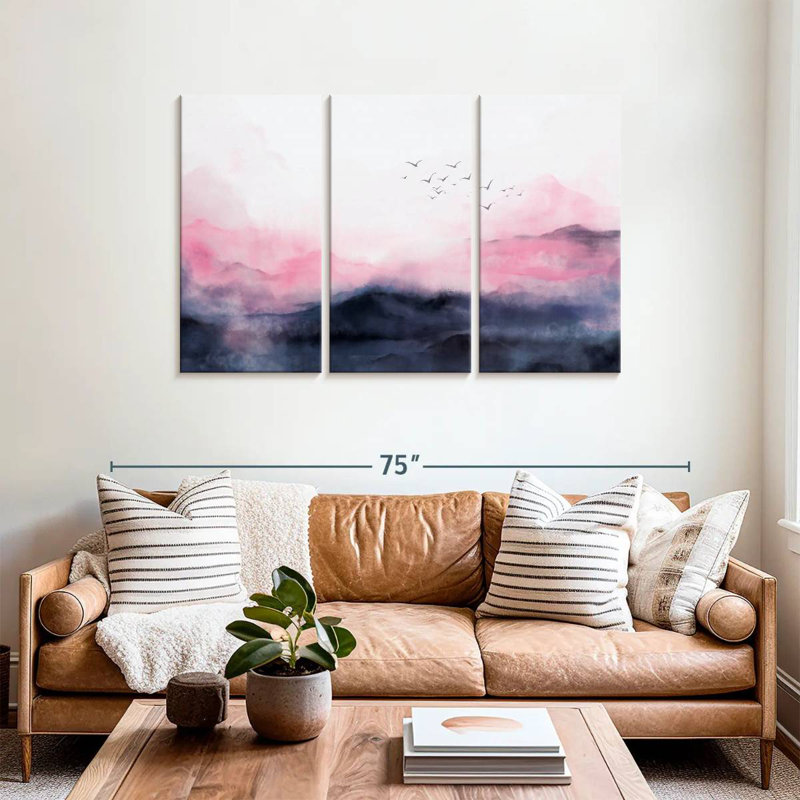 Avery, horizon rose abstrait, H 36 po x l 57 po