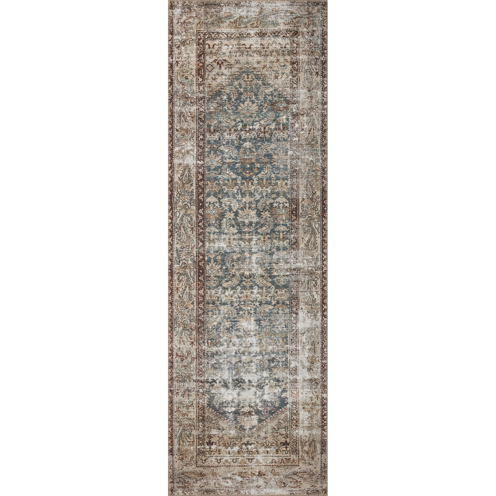 Amber Lewis x Loloi Georgie Teal / Antique Area Rug, Runner 2'6" x 7'6"