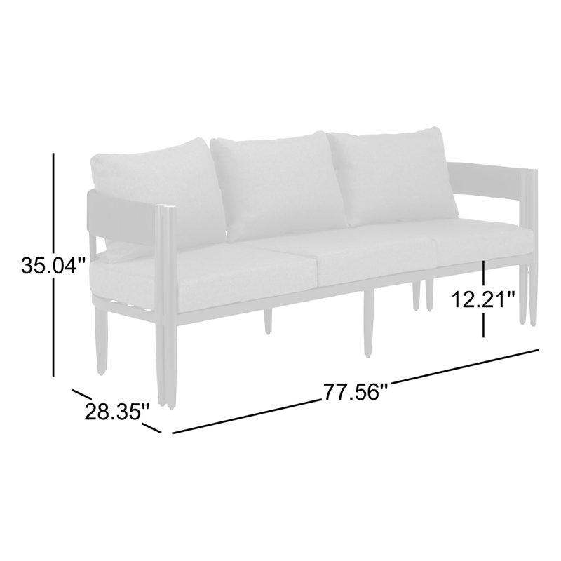 Viola 77.56'' Metal Outdoor Patio Sofa, Gray