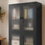 Armoire de rangement classique en métal avec 4 portes en verre et 4 tablettes