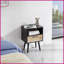 Table basse en rotin noir avec pieds en bois massif, Power & amp; USB, facile à nettoyer pour le salon-1579621723