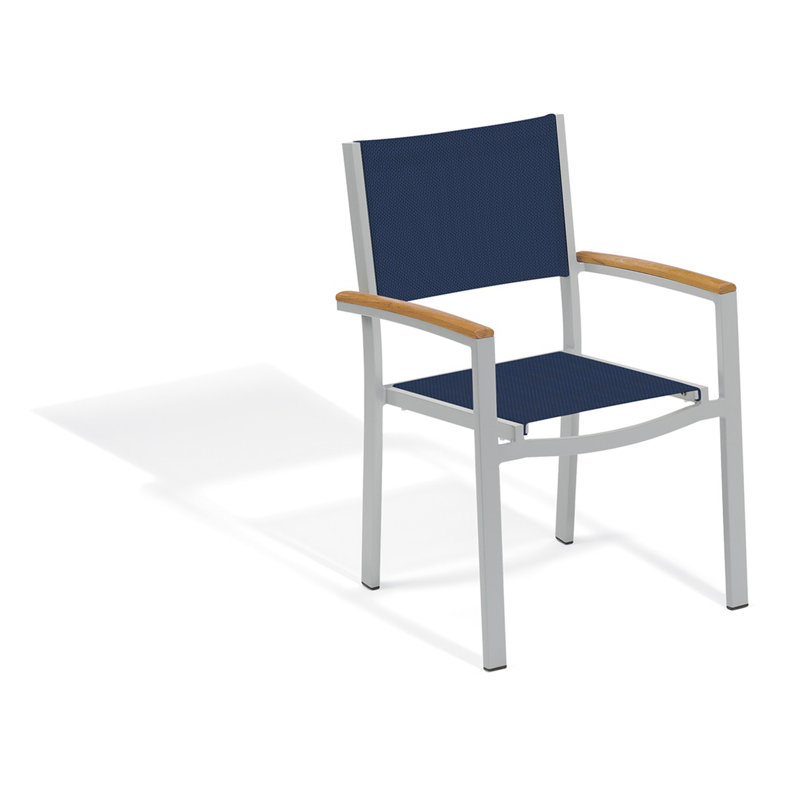 Travira Rectangular 6 - Person 63" Powder Coated Aluminum Sling Chair and Bench Patio Dining Set, Tekwood Natural, Ink Pen