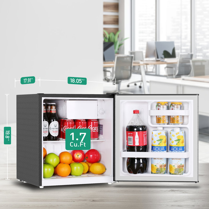 Compact Black 1.7 Cu.Ft Mini Refrigerator with Glass Shelf