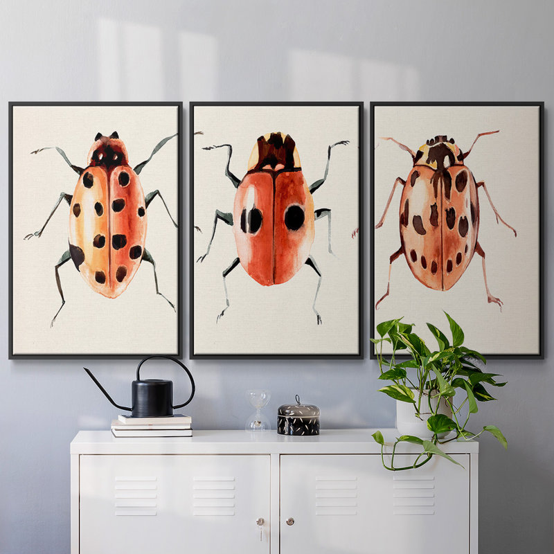 Ladybug Display II - Multi Piece Framed Canvas, H 40 po x l 78 po x P 2 po, Noir