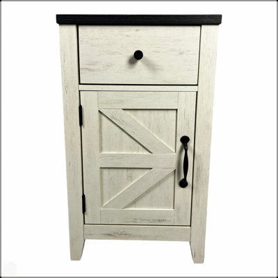 Table de bout Farmhouse avec station de charge, table de chevet avec porte de grange et tiroir, rangement pour le salon de la chambre à coucher