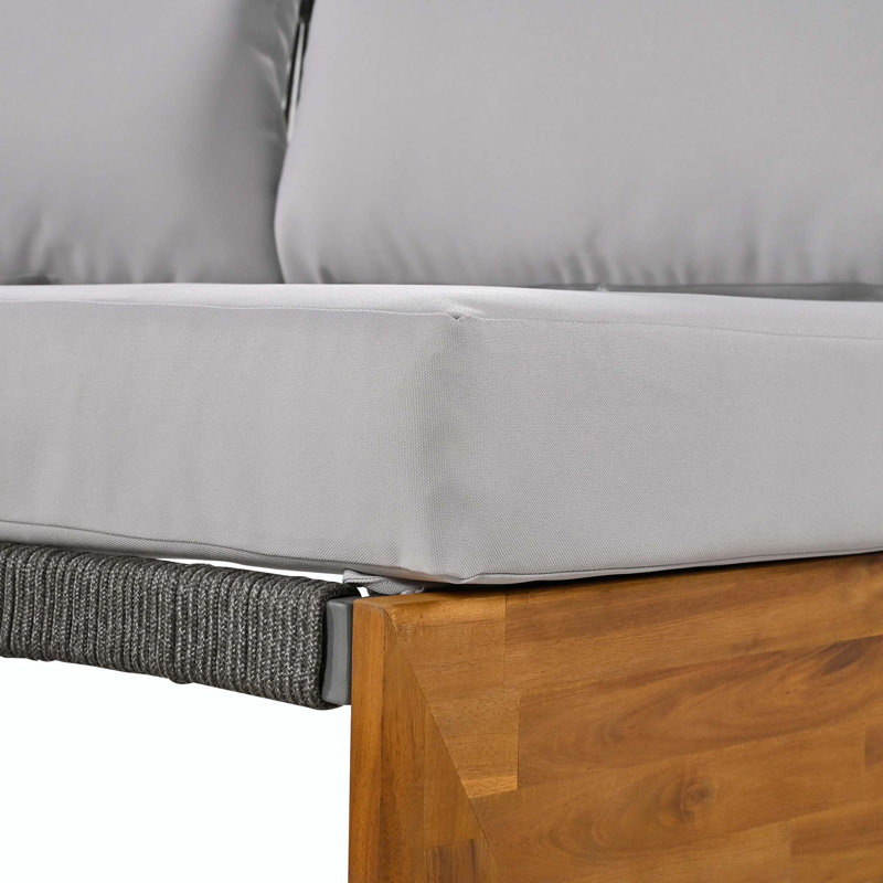 Ensemble de conversation avec canapé en rotin 8 pièces avec coussins et tables d'appoint Saross, Gris
