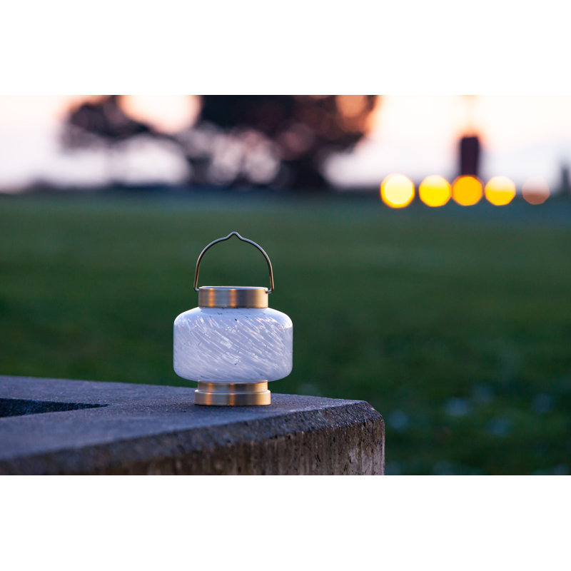 5.5'' White Glass Solar LED Outdoor Lantern