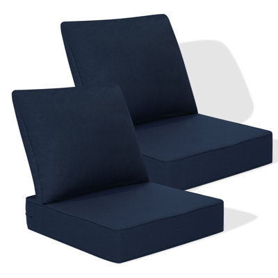 5" Thick Outdoor Cushion Set Of 2, Deep Seat Patio Furniture Cushions With Olefin Removable Cover