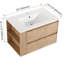 Meuble-lavabo moderne en céramique avec 2 tiroirs, élégant, imitation chêne