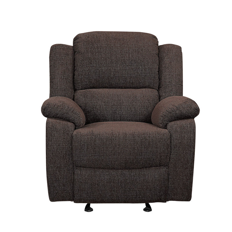 Brown Velvet Recliner with Wood Frame