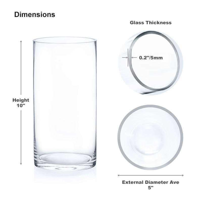 Glass Table Vase, 10" H x 5" W x 5" D