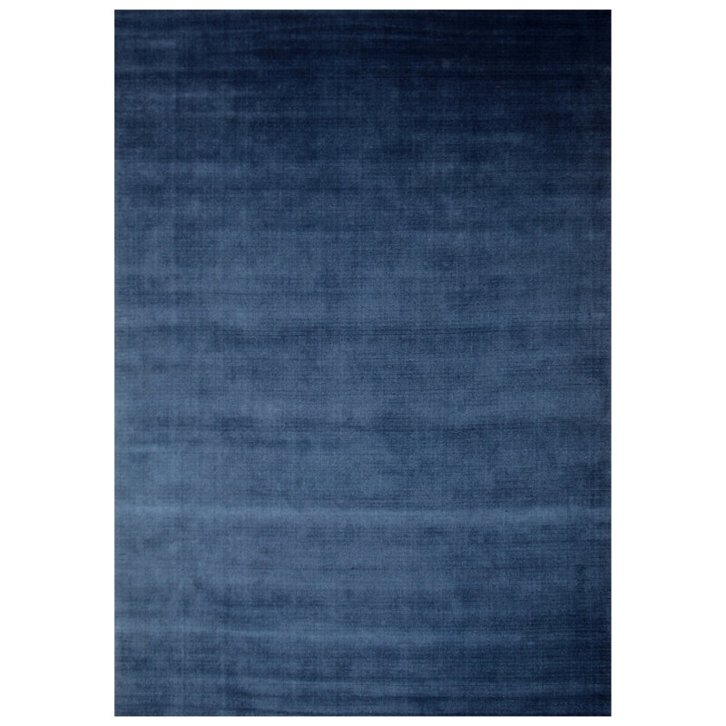 Tapis bleu marine de haute qualité noué à la main, Rectangle 8 pi x 10 pi