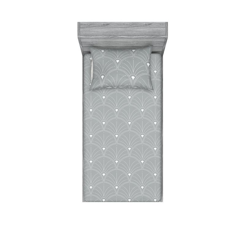 Microfiber Floral Sheet Set, Gray, Twin Sheet Set + 1 Pillowcase