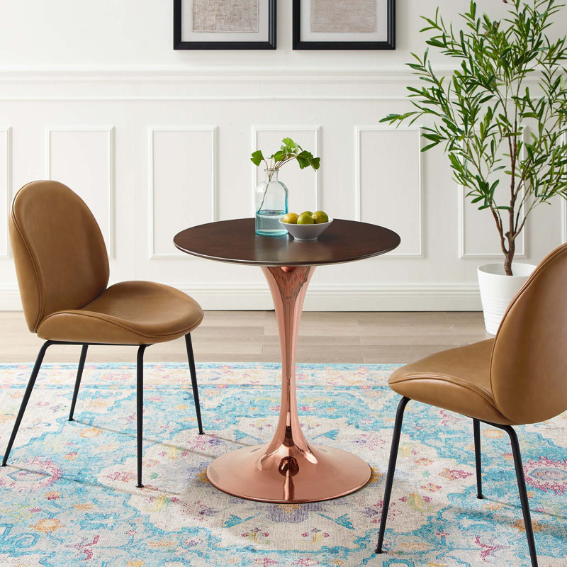 Table de salle à manger Modway Lippa, Noyer cerise, Or rose, L 60 po x l 60 po