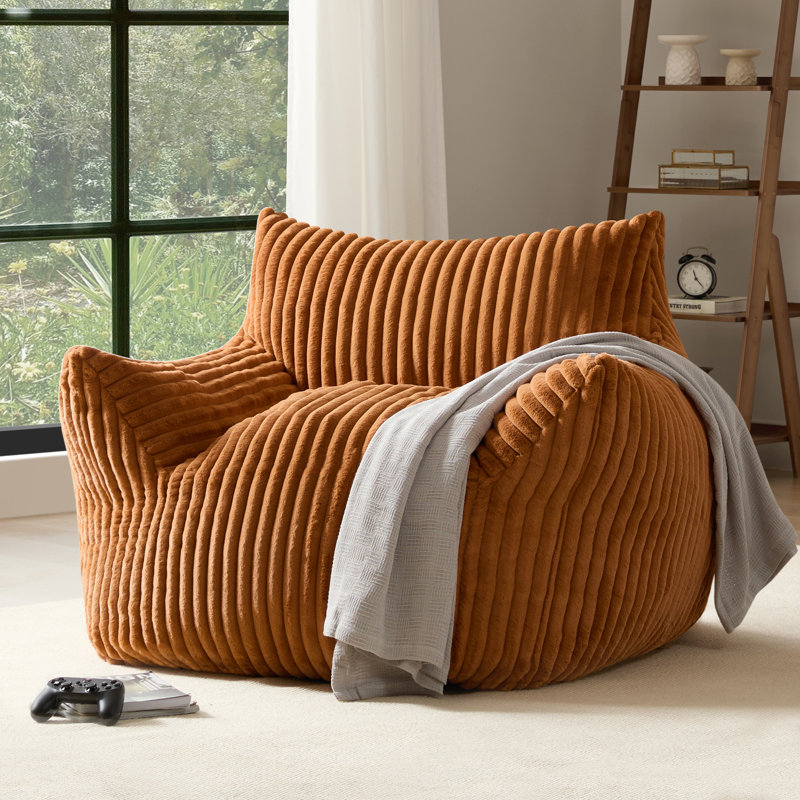 Compression Bean bag chair comes with a spacious size, corduroy loveseat., Orange Corduroy