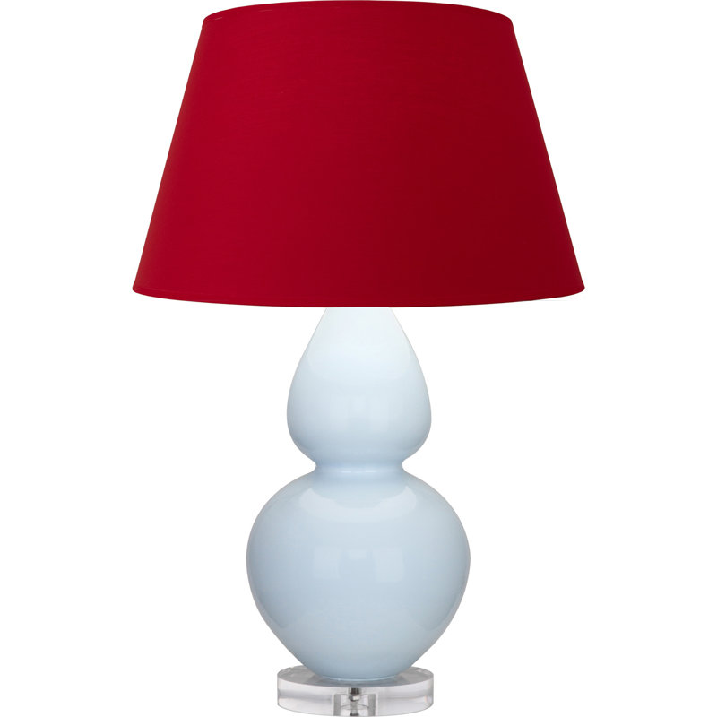Double Gourd Table Lamp, Navy/Gray, Daisy Glazed/Silver