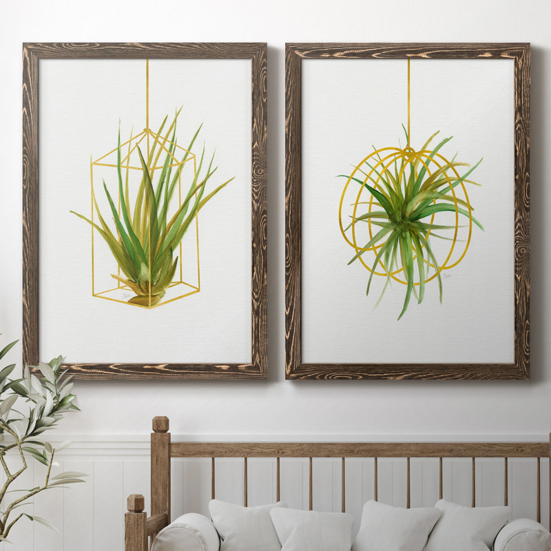 «Hanging Airplant II», ensemble de 2 impressions, Toile avec cadre en noyer, H 32 po x l 23 po x P 1 po