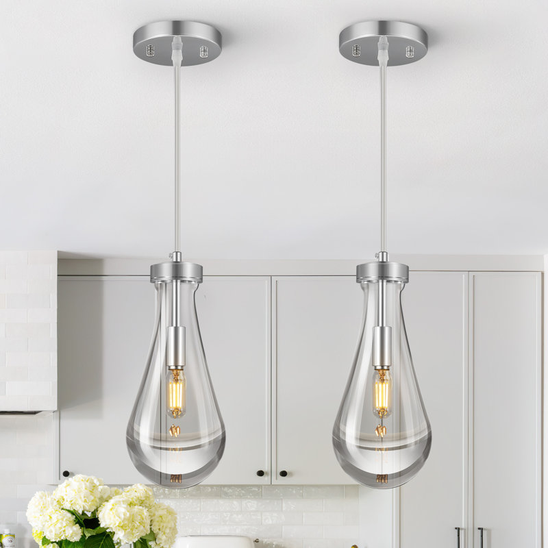 Luminaires suspendus en goutte d'eau Eduardo, Chrome chrome
