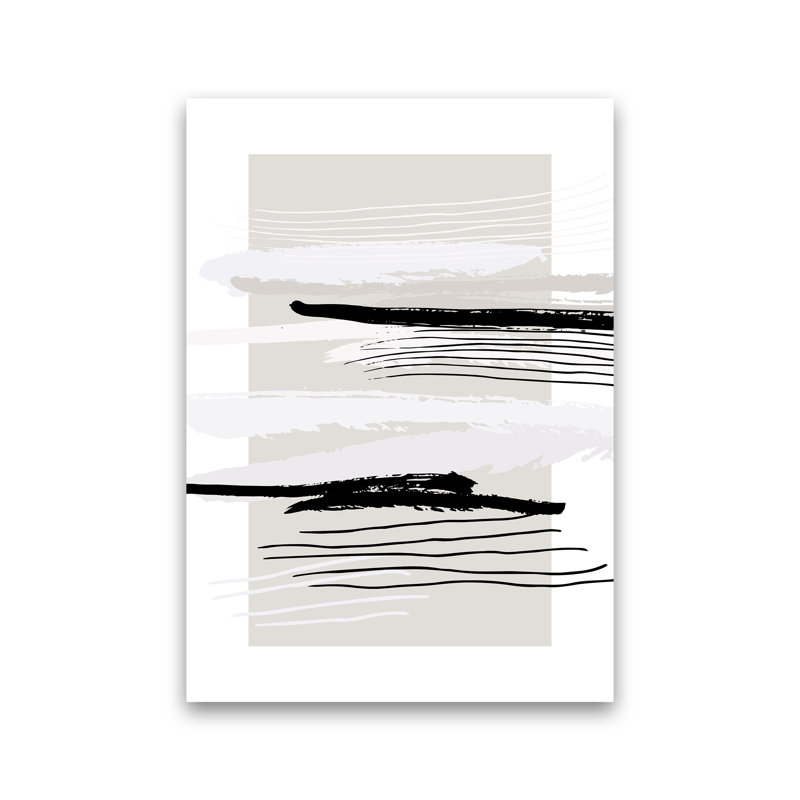 Abstracts Pennellate Linee Grey White Black by Planeta444 - Print, No Framed, 42cm H x 29.7cm W x 4cm D