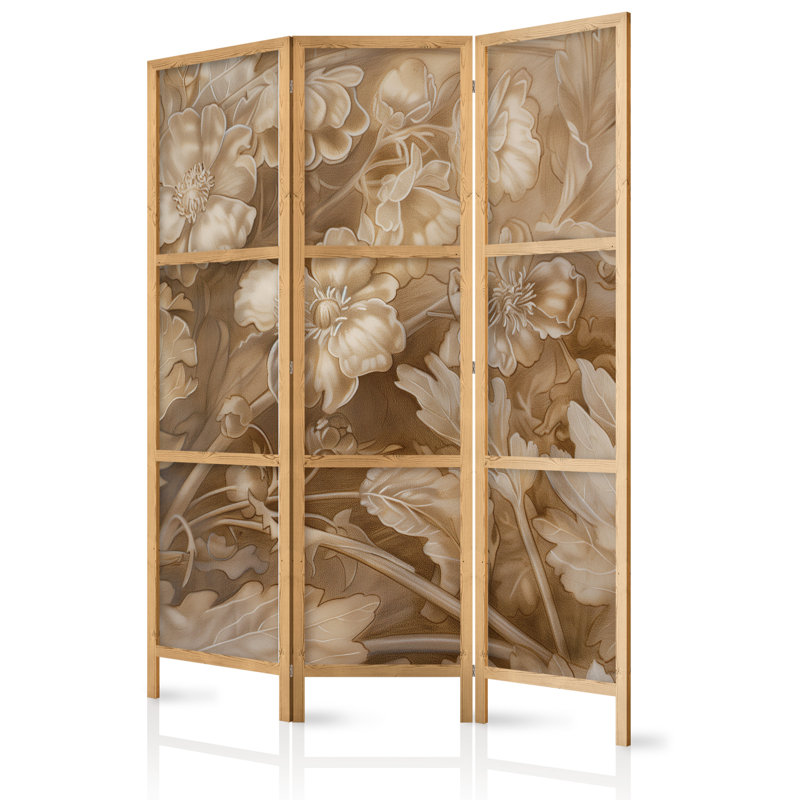 171cm H Solid Wood Folding Room Divider, 171cm H x 135cm W x 1.2cm D, 3