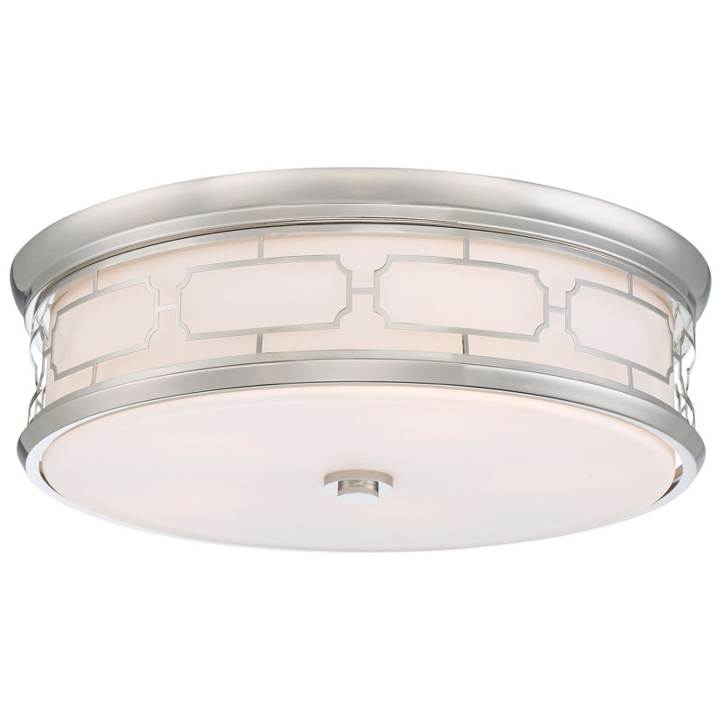 Leininger Glass LED Flush Mount, Polished Nickel