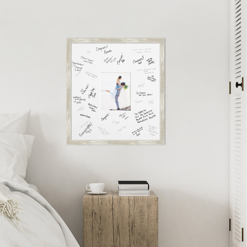 Crackled Metallic Signature Mat Picture Frame, Photo Frame Wedding Guest Book Alternative, Autograph Picture Mat for Signature Board, Wedding Celebrations Graduations Support Encouragement or Retirement