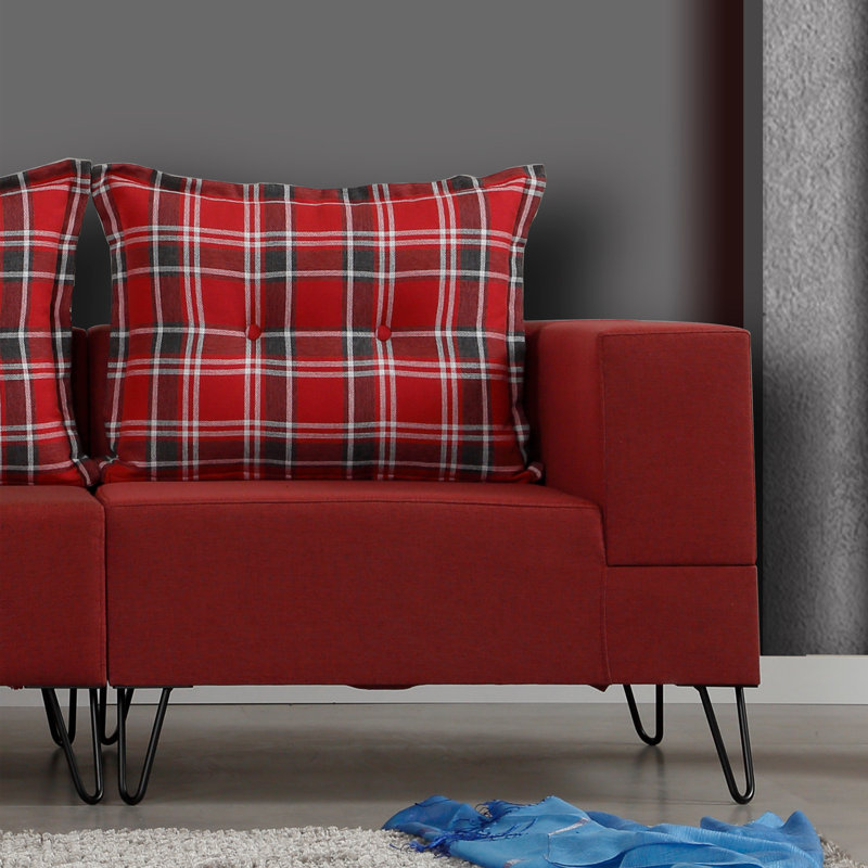 Canapé rembourré 78,7 po Gennadius, 100 % polyester rouge