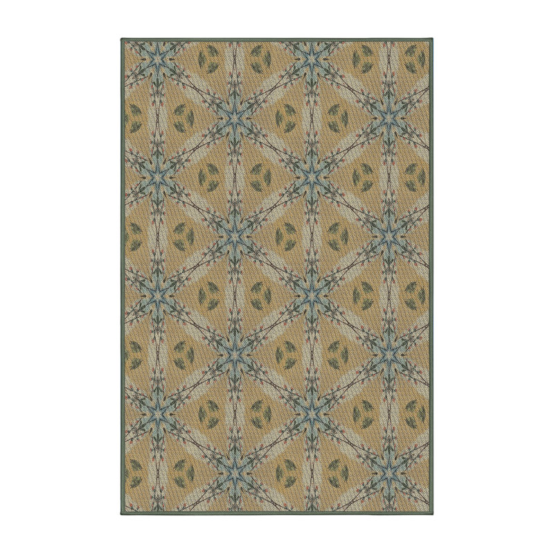 Tapis beige/bleu marine à motifs Noelani, Rectangle 5 pi x 7 pi