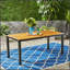 Table de salle à manger rectangulaire pour l'extérieur, table de patio en bois d'acacia de 71 L pour les repas en famille et les réceptions dans la cour, le jardin, le bord de la piscine, la terrasse