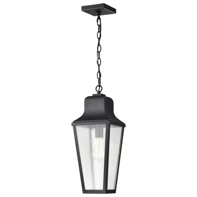 Neslisah - lanterne suspendue 1 lumière - noir mat avec verre bullé transparent