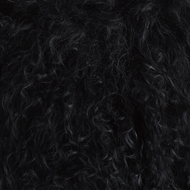 Coussin décoratif carré avec sa housse en laine d'agneau Iyana, Carré 16 po, Noir