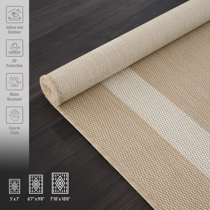 Mekih Geometric Indoor / Outdoor Rug, Rectangle 5' x 7'
