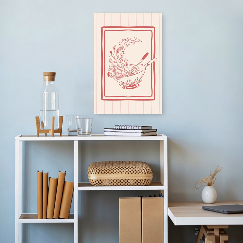 Dynamic Wok Cooking Rustic Contemporary Wall Art Print by Mathieu - Wrapped Canvas Print, 45.72cm H x 30.48cm W